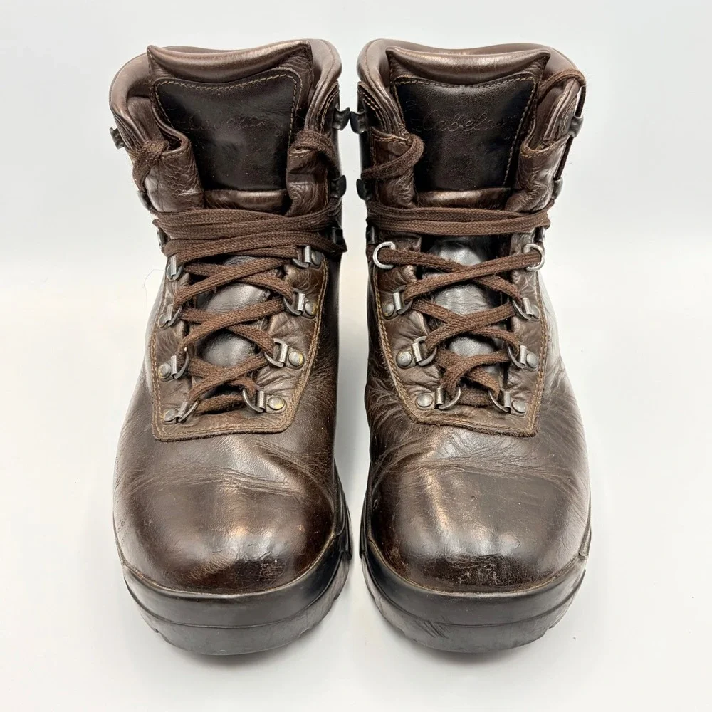 Vintage Cabelas Gore-Tex Leather Hiking Boots Brown Vibram Mens 9.5 Womens 11‎